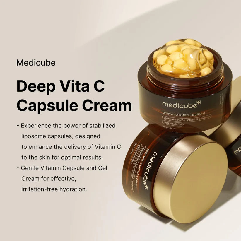 Medicube Deep Vita C Capsule Cream | Customizable Brightening & Hydration Cream for Dark Spots & Dullness