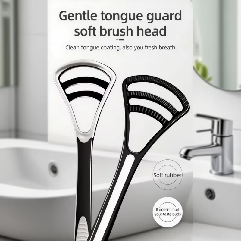 Dult tongue scraper with high-density, fine, and soft adhesive that is gentle and does not harm taste buds,