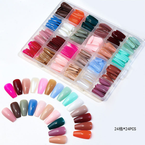 576 Pcs False Nails Tips Short Coffin Almond French Artificial Nails Box