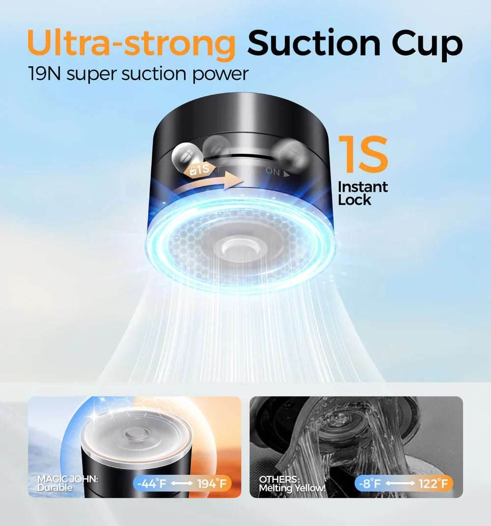 Double-sided Vacuum Magnetic Phone Holder Car/ Kitchen/ Mirror/ Adjustable Foldable - Vora