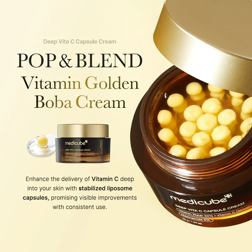 Medicube Deep Vita C Capsule Cream | Customizable Brightening & Hydration Cream for Dark Spots & Dullness