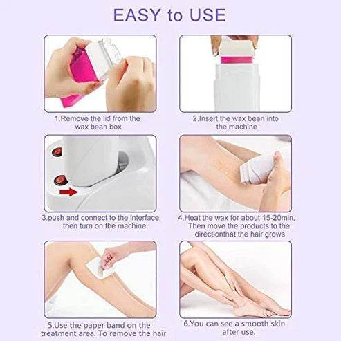 3 In 1 Depilatory Hair Removal Wax Heating Machine With Strips & Original Wax - Vora