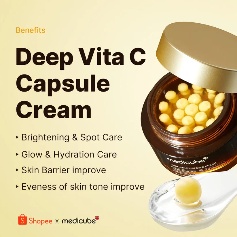 Medicube Deep Vita C Capsule Cream | Customizable Brightening & Hydration Cream for Dark Spots & Dullness