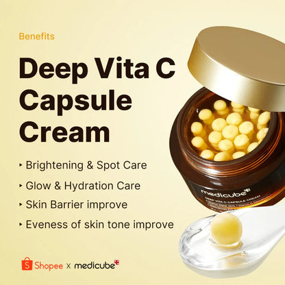 Medicube Deep Vita C Capsule Cream | Customizable Brightening & Hydration Cream for Dark Spots & Dullness