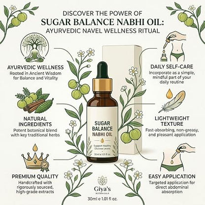 Sugar Balance Nabhi Oil 30ml | Herbal Belly Button Massage Oil for Daily Wellness |