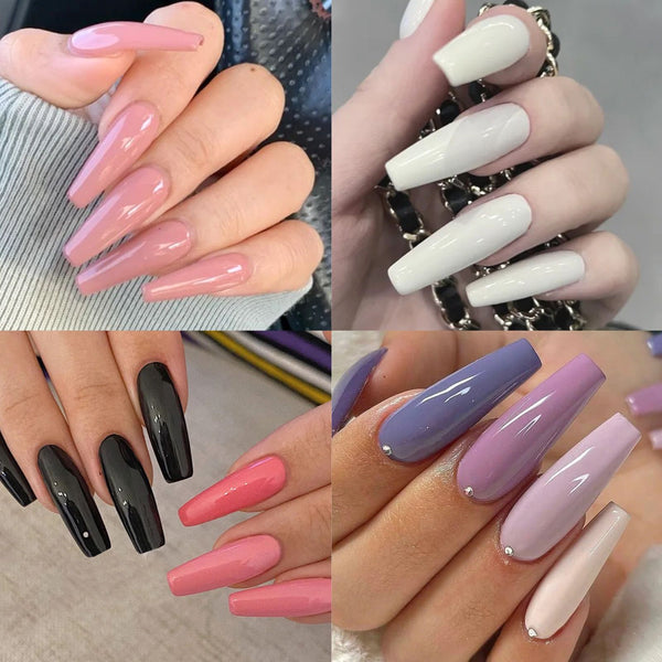 576 Pcs False Nails Tips Short Coffin Almond French Artificial Nails Box