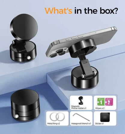 Double-sided Vacuum Magnetic Phone Holder Car/ Kitchen/ Mirror/ Adjustable Foldable - Vora