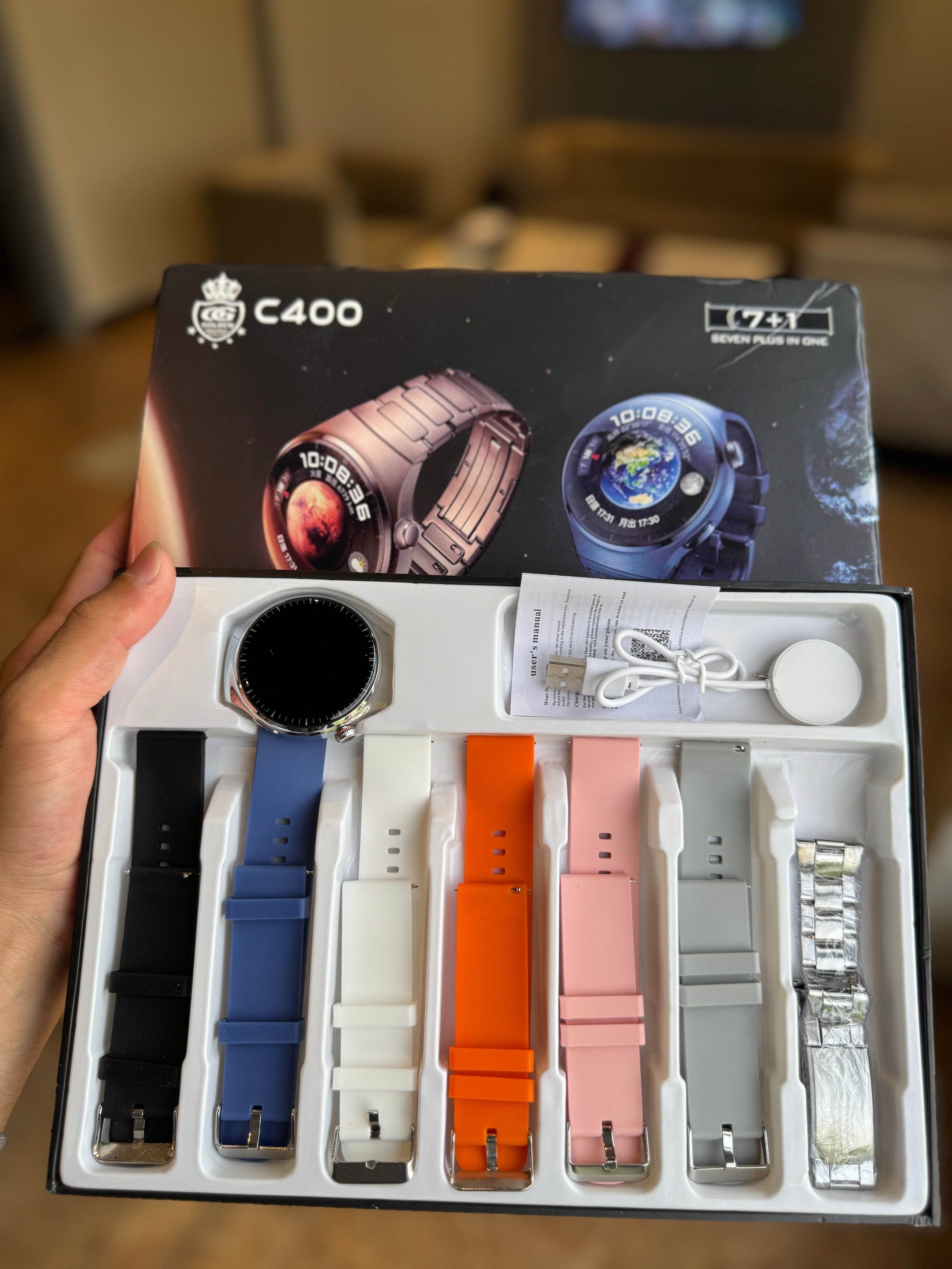 C400 ( 7+1 ) Smart Sports Watch | Round Dial - Vora