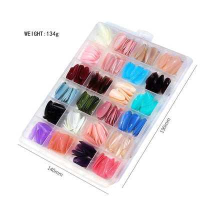 576 Pcs False Nails Tips Short Coffin Almond French Artificial Nails Box