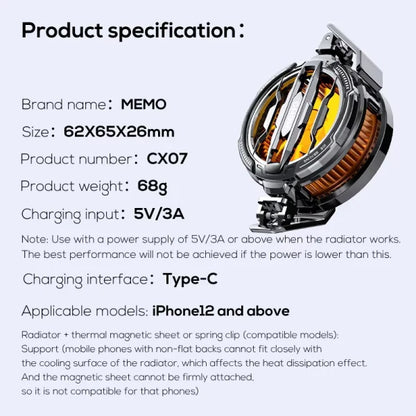 MEMO CX07 Magnetic Phone Radiator and Cooler
