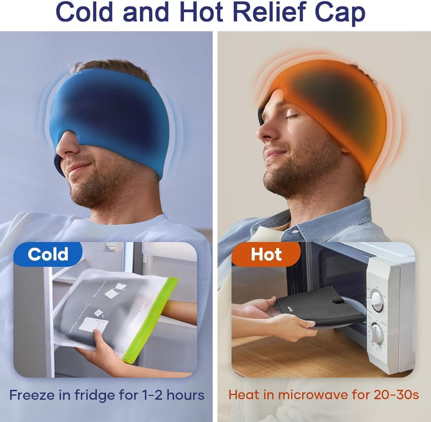 Migraine Relief Cap – Hot & Cold Therapy Headache Relief Hat for Men & Women