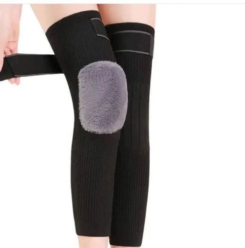 2 PCS Non-Slip Cashmere Wool Knee Pads Leg Warmer with Strap Adjustable for Men & Women