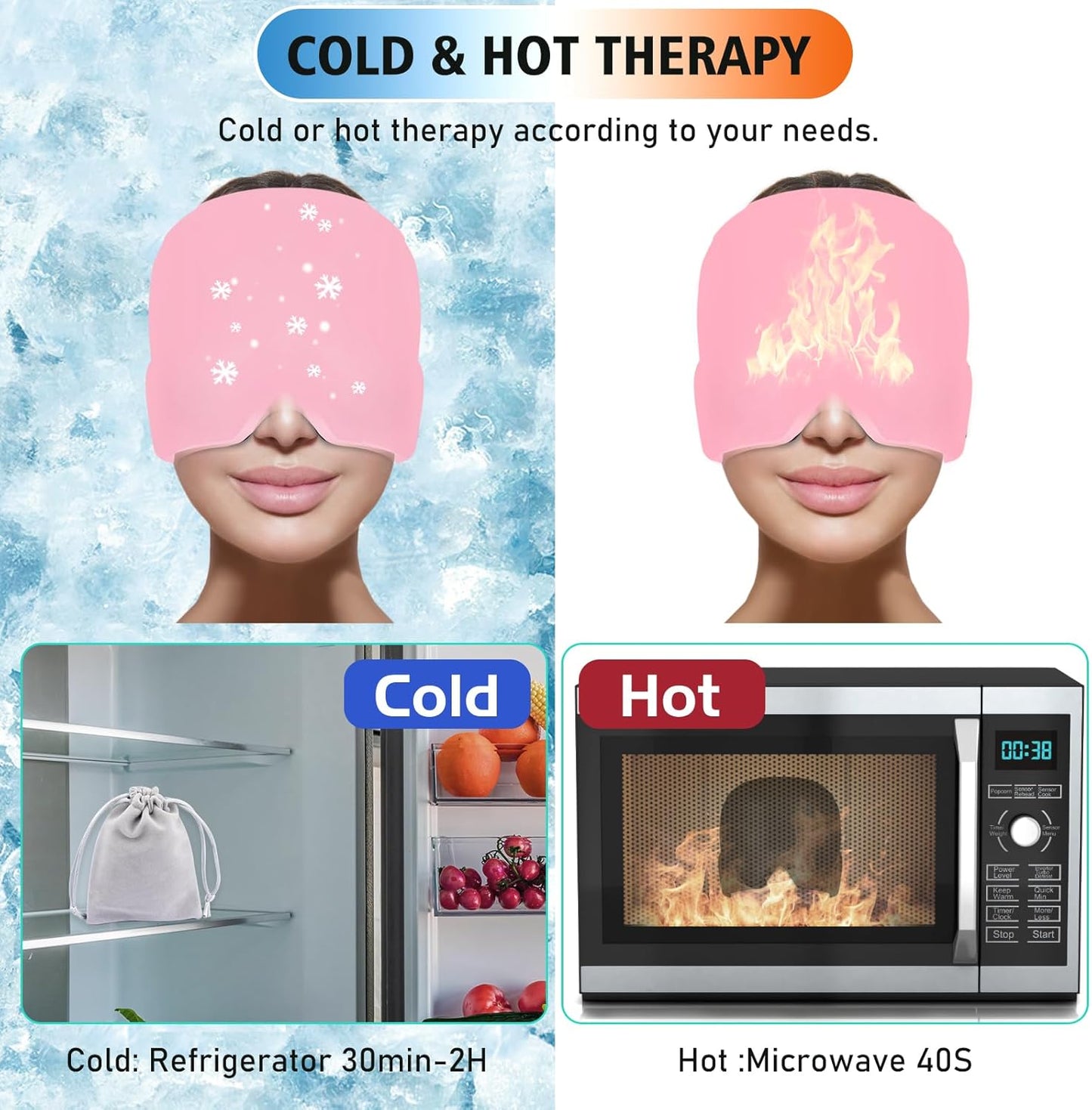 Migraine Relief Cap – Hot & Cold Therapy Headache Relief Hat for Men & Women